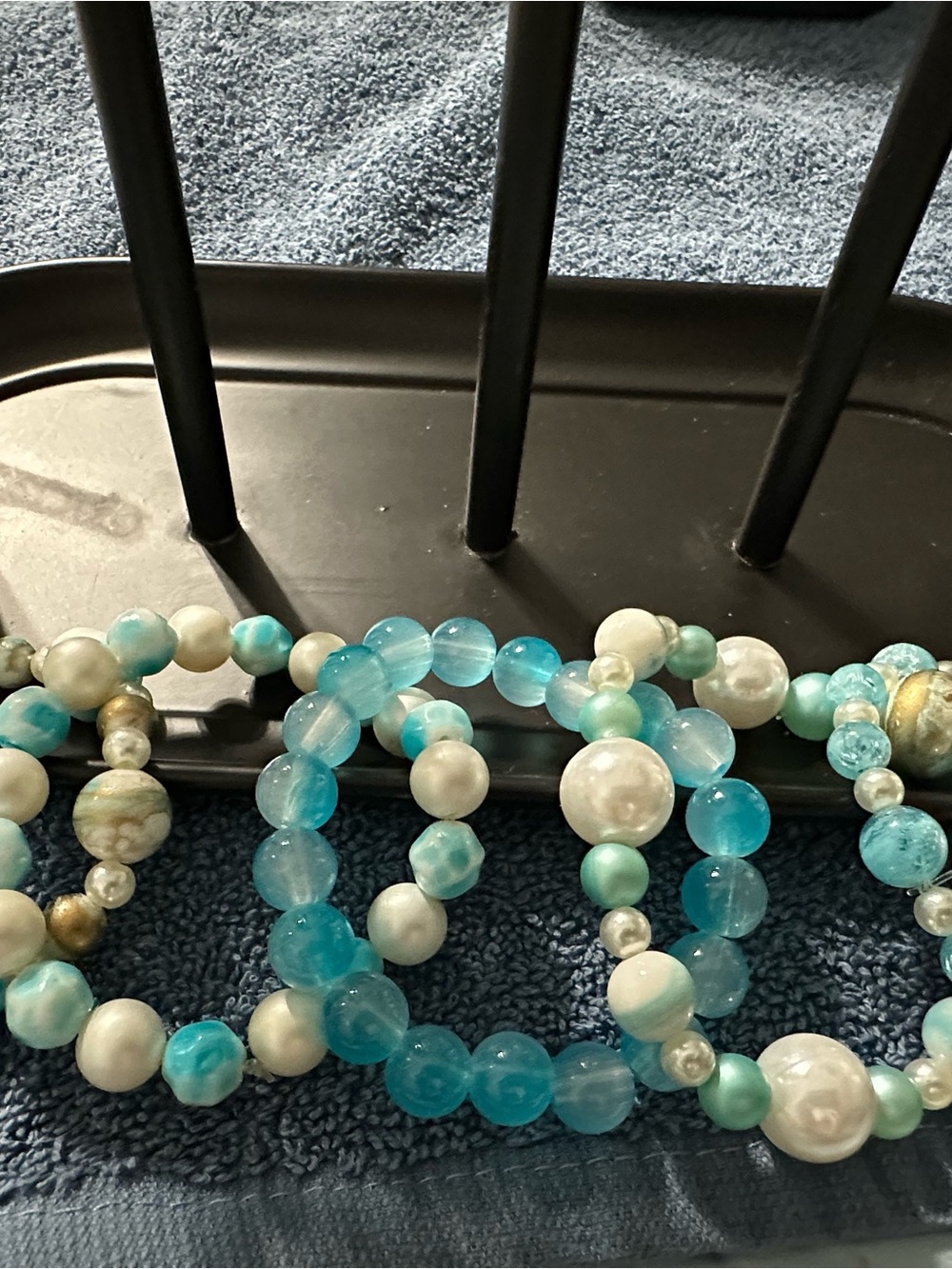 Costal-Inspired Glass Turquoise Beaded Stacked Bracelets - Picture 7 of 7